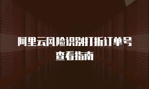 阿里云风险识别打折订单号查看指南