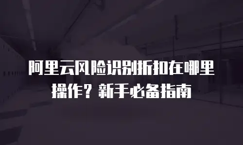 阿里云风险识别折扣在哪里操作？新手必备指南