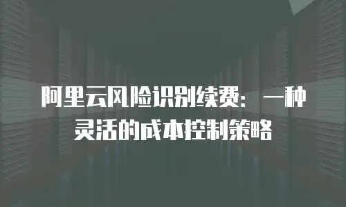 阿里云风险识别续费：一种灵活的成本控制策略