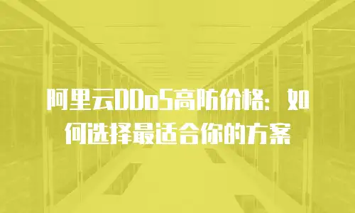 阿里云DDoS高防价格：如何选择最适合你的方案