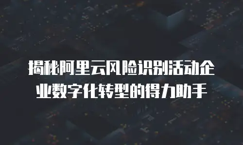 揭秘阿里云风险识别活动企业数字化转型的得力助手