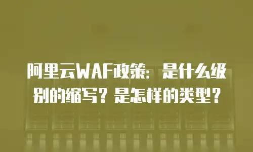 阿里云WAF政策：是什么级别的缩写？是怎样的类型？