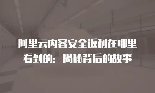 阿里云内容安全返利在哪里看到的：揭秘背后的故事