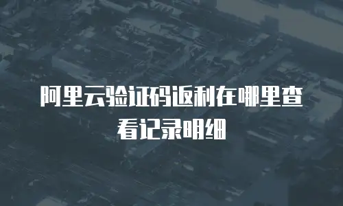 阿里云验证码返利在哪里查看记录明细