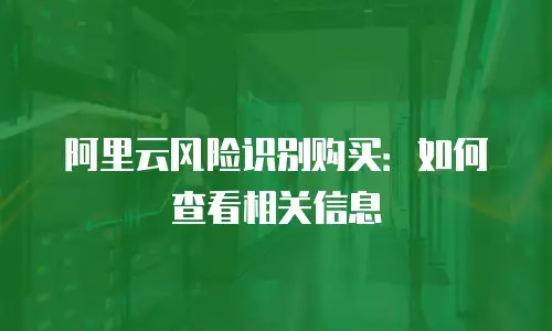 阿里云风险识别购买：如何查看相关信息