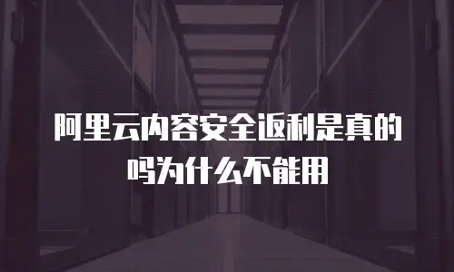 阿里云内容安全返利是真的吗为什么不能用