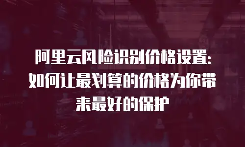 阿里云风险识别价格设置：如何让最划算的价格为你带来最好的保护