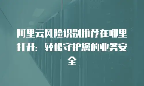 阿里云风险识别推荐在哪里打开：轻松守护您的业务安全