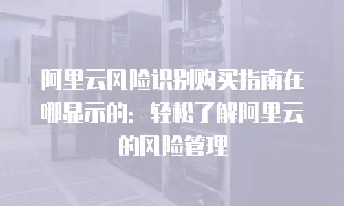 阿里云风险识别购买指南在哪显示的：轻松了解阿里云的风险管理