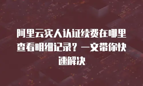 阿里云实人认证续费在哪里查看明细记录？一文带你快速解决