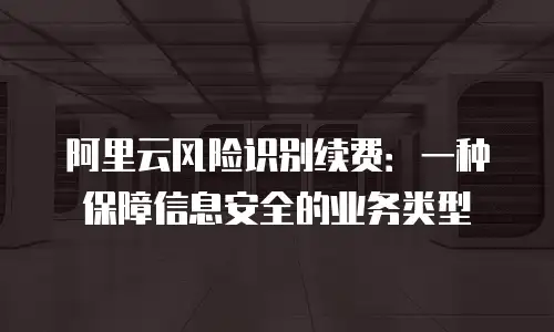 阿里云风险识别续费：一种保障信息安全的业务类型