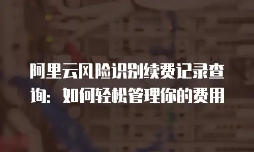 阿里云风险识别续费记录查询：如何轻松管理你的费用