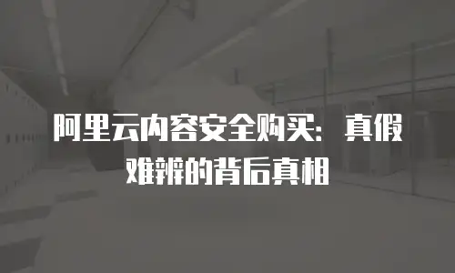 阿里云内容安全购买：真假难辨的背后真相