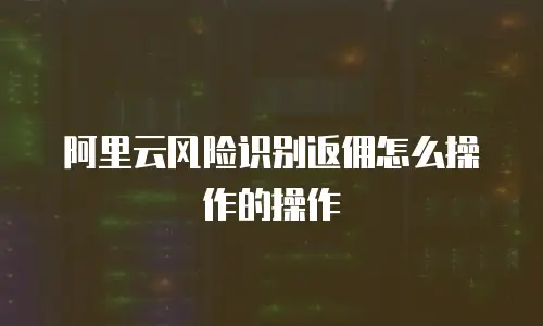 阿里云风险识别返佣怎么操作的,阿里云风险识别返佣怎么操作的操作