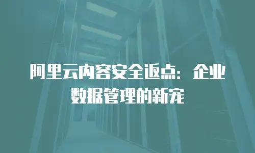 阿里云内容安全返点：企业数据管理的新宠