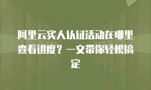 阿里云实人认证活动在哪里查看进度？一文带你轻松搞定