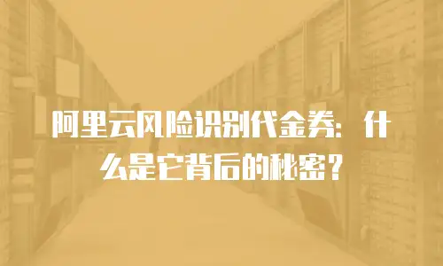 阿里云风险识别代金券：什么是它背后的秘密？