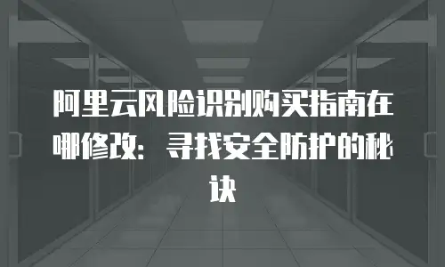 阿里云风险识别购买指南在哪修改：寻找安全防护的秘诀