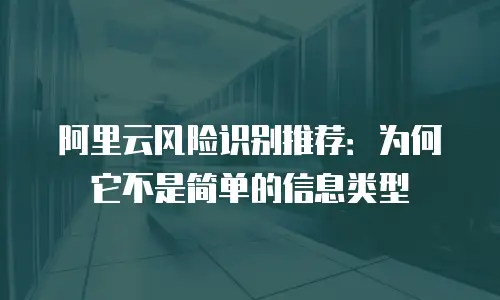 阿里云风险识别推荐：为何它不是简单的信息类型