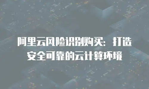 阿里云风险识别购买：打造安全可靠的云计算环境