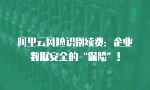 阿里云风险识别续费：企业数据安全的“保险”！
