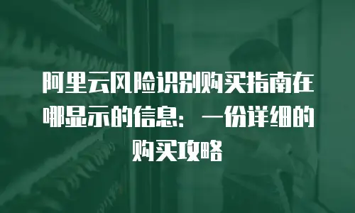 阿里云风险识别购买指南在哪显示的信息：一份详细的购买攻略