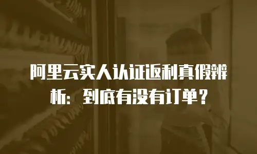 阿里云实人认证返利真假辨析：到底有没有订单？