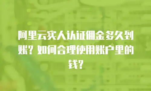 阿里云实人认证佣金多久到账？如何合理使用账户里的钱？