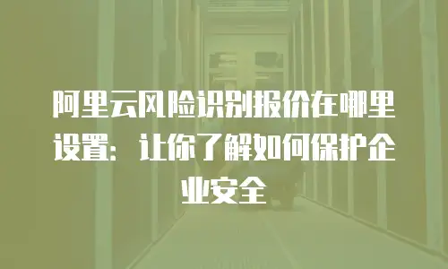 阿里云风险识别报价在哪里设置：让你了解如何保护企业安全