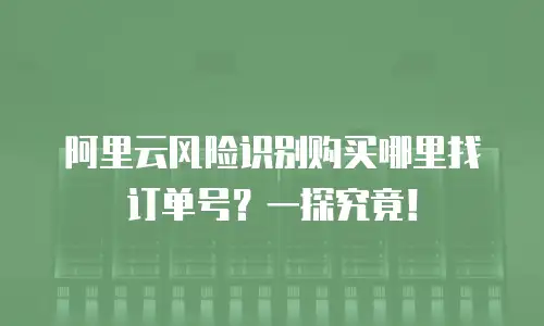 阿里云风险识别购买哪里找订单号？一探究竟！
