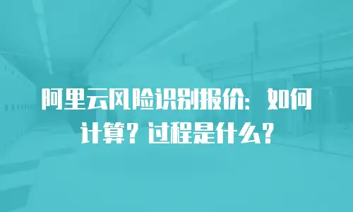 阿里云风险识别报价：如何计算？过程是什么？