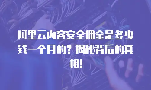 阿里云内容安全佣金是多少钱一个月的？揭秘背后的真相！
