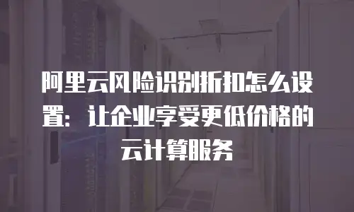阿里云风险识别折扣怎么设置：让企业享受更低价格的云计算服务