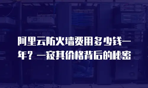 阿里云防火墙费用多少钱一年？一窥其价格背后的秘密