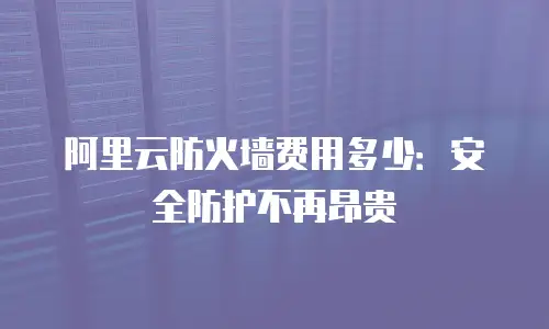 阿里云防火墙费用多少：安全防护不再昂贵