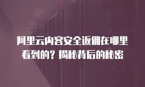 阿里云内容安全返佣在哪里看到的？揭秘背后的秘密