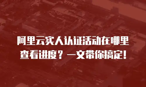阿里云实人认证活动在哪里查看进度？一文带你搞定！