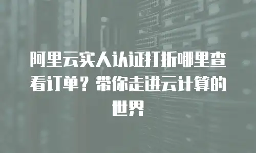 阿里云实人认证打折哪里查看订单？带你走进云计算的世界
