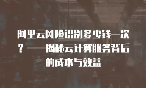 阿里云风险识别多少钱一次？——揭秘云计算服务背后的成本与效益