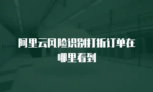 阿里云风险识别打折订单在哪里看到