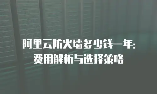 阿里云防火墙多少钱一年：费用解析与选择策略