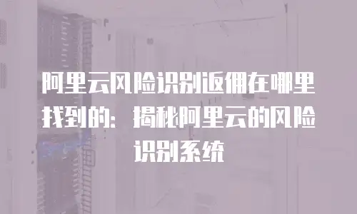 阿里云风险识别返佣在哪里找到的：揭秘阿里云的风险识别系统
