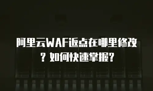 阿里云WAF返点在哪里修改？如何快速掌握？