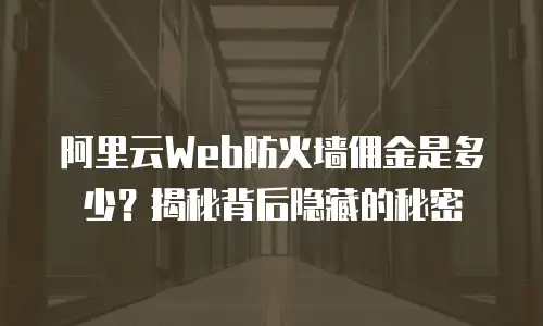 阿里云Web防火墙佣金是多少？揭秘背后隐藏的秘密