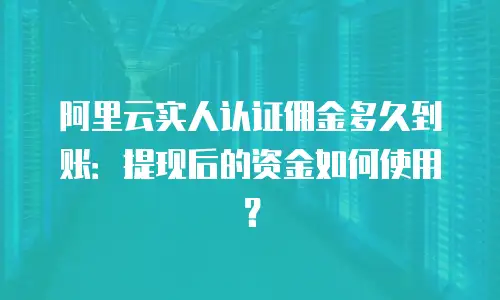 阿里云实人认证佣金多久到账：提现后的资金如何使用？