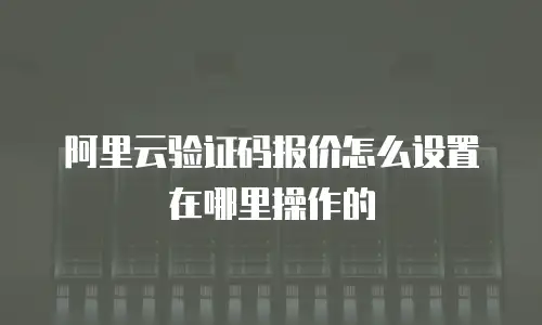 阿里云验证码报价怎么设置在哪里操作的