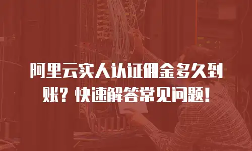 阿里云实人认证佣金多久到账？快速解答常见问题！