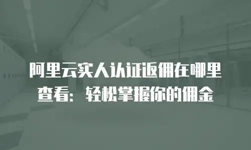 阿里云实人认证返佣在哪里查看：轻松掌握你的佣金