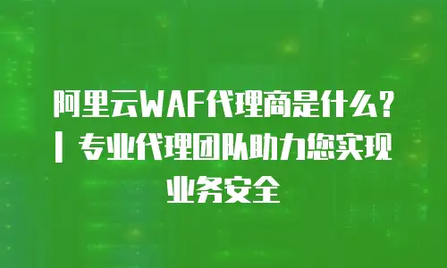 阿里云WAF代理商是什么？| 专业代理团队助力您实现业务安全