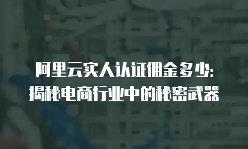 阿里云实人认证佣金多少：揭秘电商行业中的秘密武器